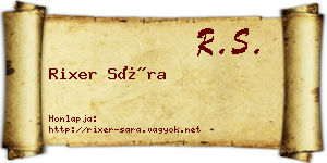 Rixer Sára névjegykártya